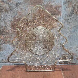 Gold Metal Scroll Wire Christmas Tree Basket Holiday Decor